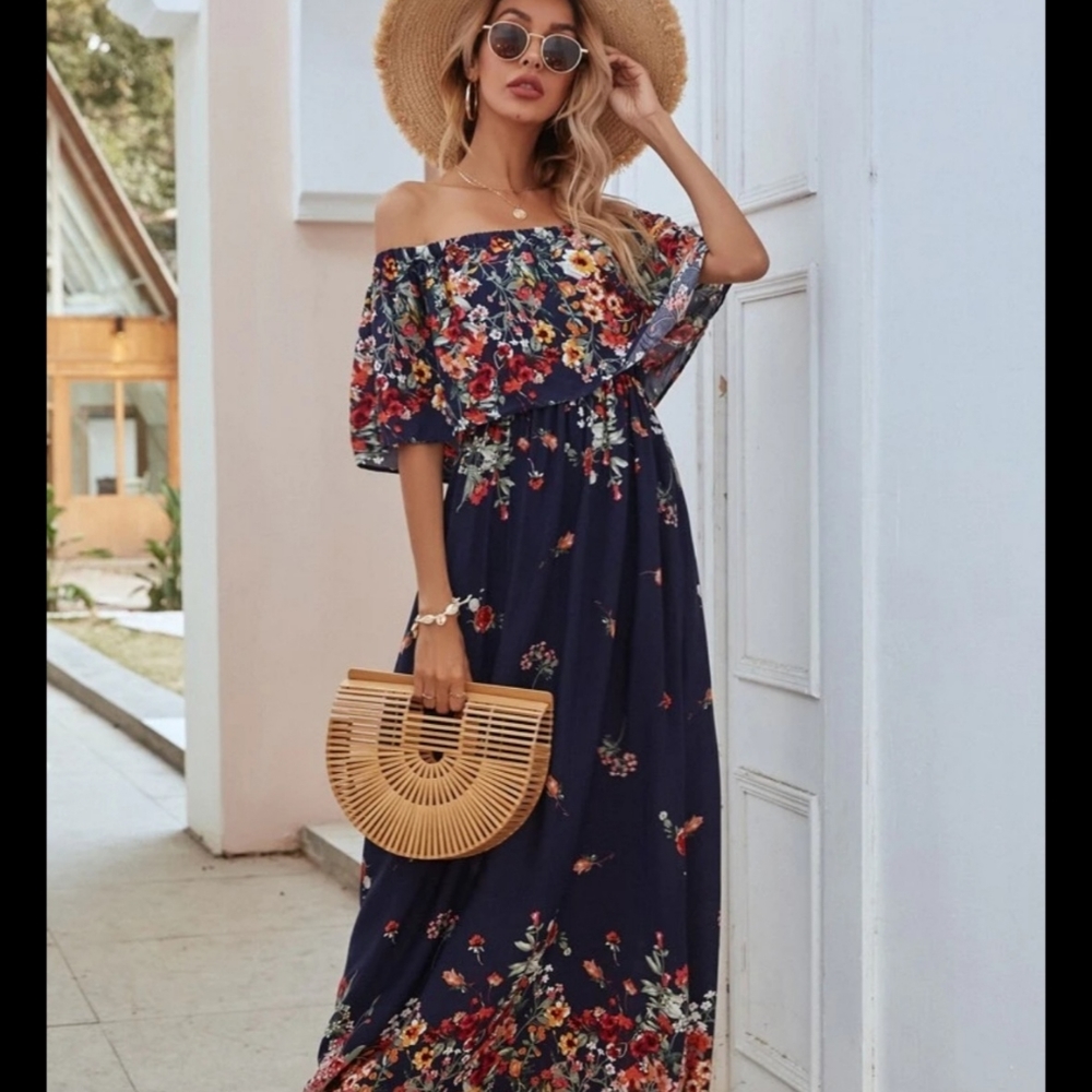 2 for $25! Off the shoulder floral print maxi